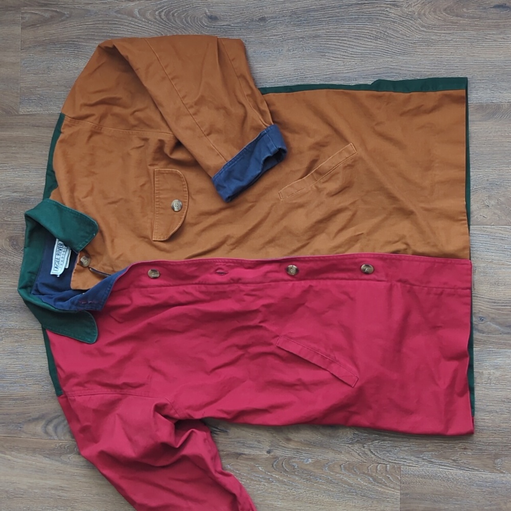 Colorblock Women's Vintage Made In USA Barn Jacket with Red and Brown Panels